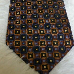 J.Z. Richards Vintage Neck Tie Brown Blue Geometric Tie Handmade Boulder CO USA